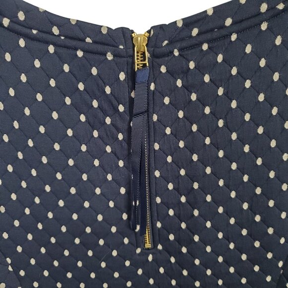 Boden Size 12 Dress Dotty Day Quilted Shift Polka Dot Zip Back Pockets Navy - Picture 10 of 13